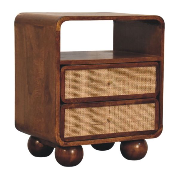 Solid Mango Wood Larissa 2 Drawer Chestnut Nightstand - Image 2