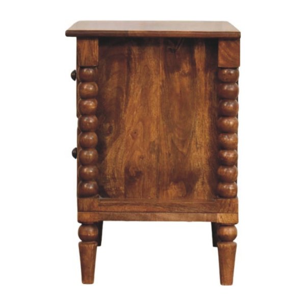 Solid Mango Wood Mango Wood Spindle Leg Amber Oak Nightstand - Image 7