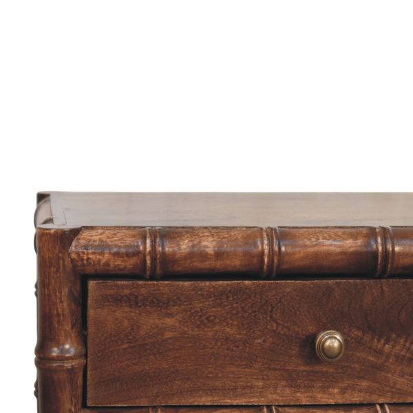 Mango Wood Bamboo Frame Nightstand in Roasted Almond - Image 3