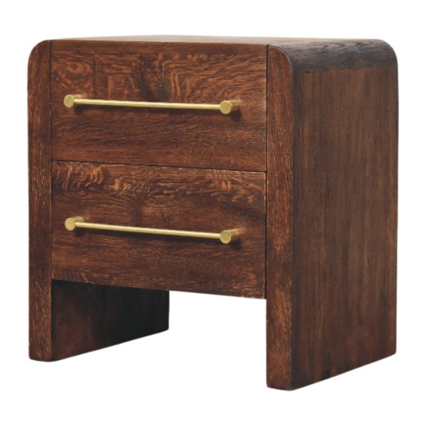 Solid Mango Wood Copenhagen 2-Drawer Nightstand in Smoked Oak - Image 2
