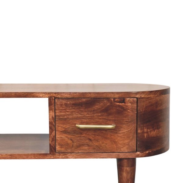 Mango Wood Two-Drawer Open-Slot Media Unit - Image 3