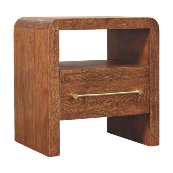 Solid Mango Wood Curved Edge Bedside