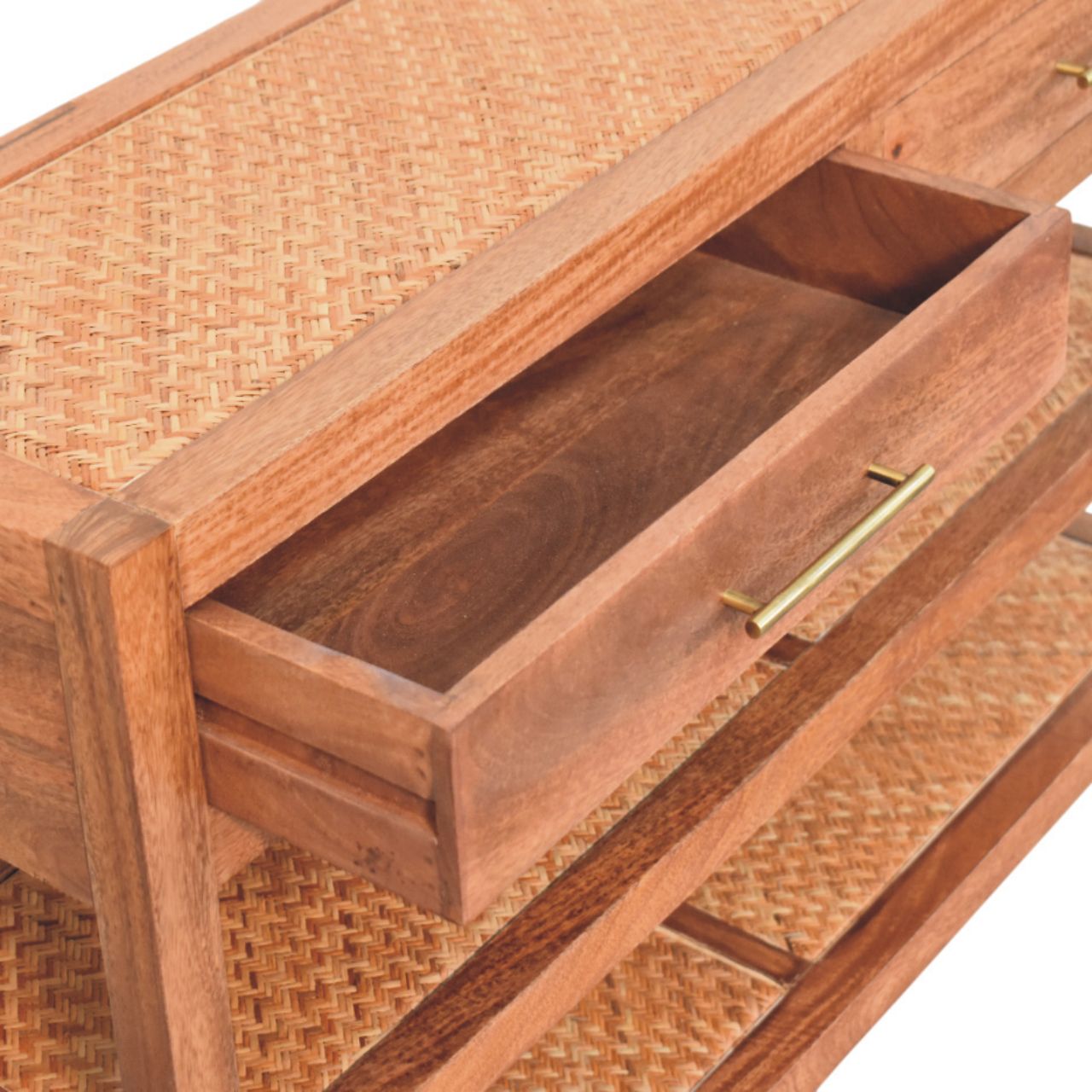 Solid Mango Wood Woven Tier Console - Image 5