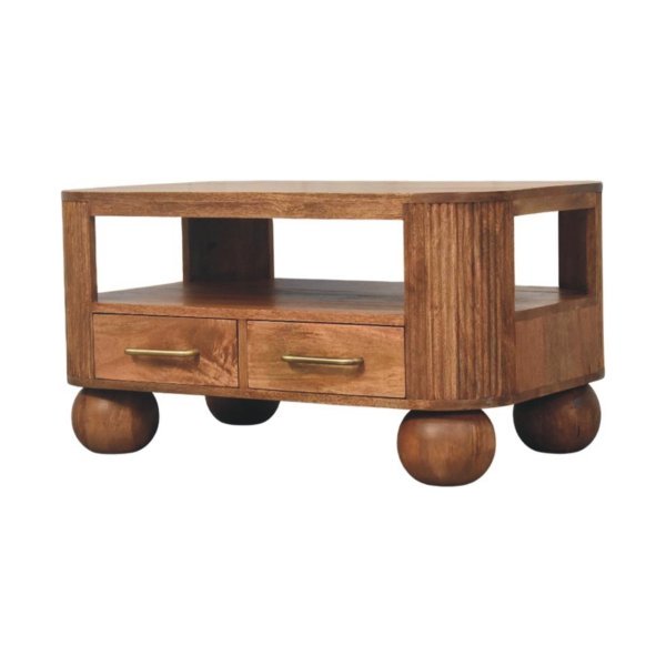 Solid Mango Wood Briarwood Fluted Coffee Table - Image 2