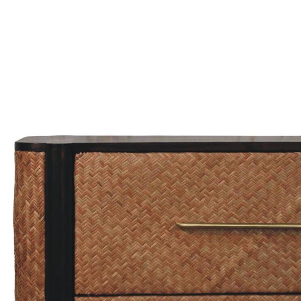 Solid Mango Wood Havana Weave 3 Drawer Chest - Image 3