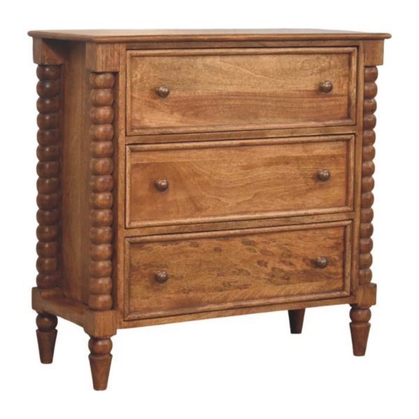 Solid Mango Wood Spindle Chest of Drawers - Image 2