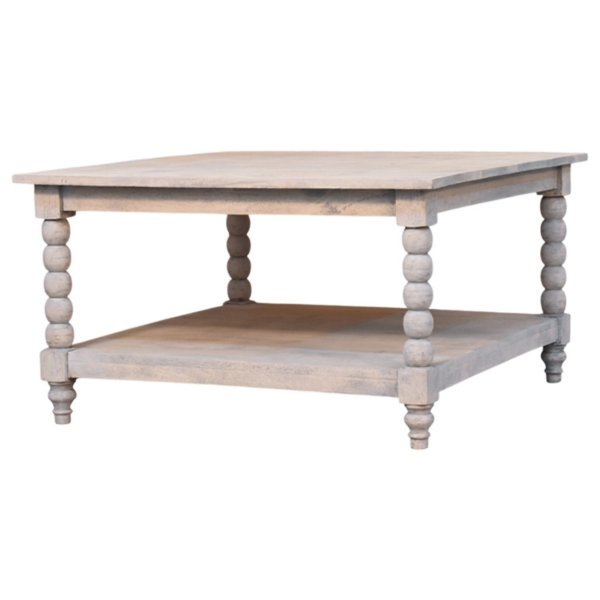 Solid Mango Wood Spindle Acid Wash Coffee Table