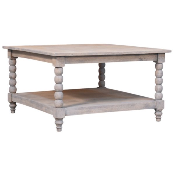 Solid Mango Wood Spindle Acid Wash Coffee Table - Image 2
