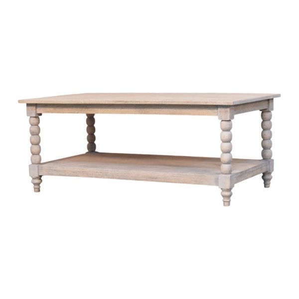 Solid Mango Wood Ellsworth Spindle Coffee Table in Acid Wash