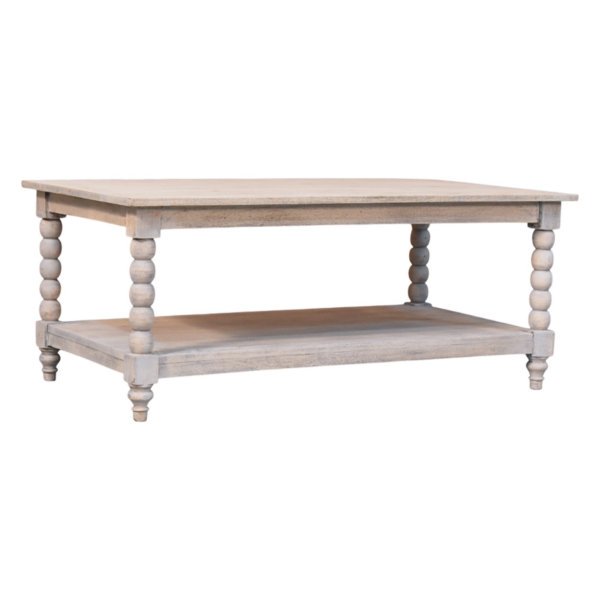 Solid Mango Wood Ellsworth Spindle Coffee Table in Acid Wash - Image 2