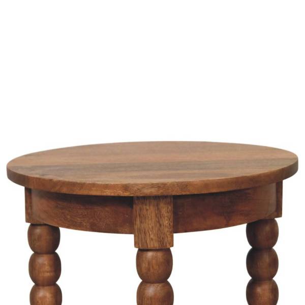 Solid Mango Wood Spindle Round Side Table - Image 4