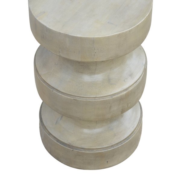 Solid Mango Wood Oak Finished Roman Stool - Image 3