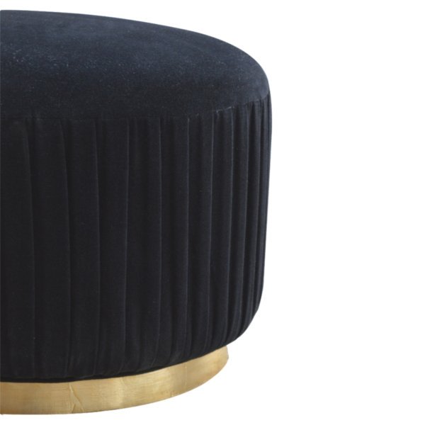 Black Velvet Pleated Footstool - Image 2