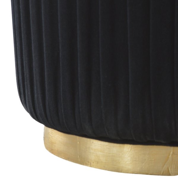 Black Velvet Pleated Footstool - Image 3