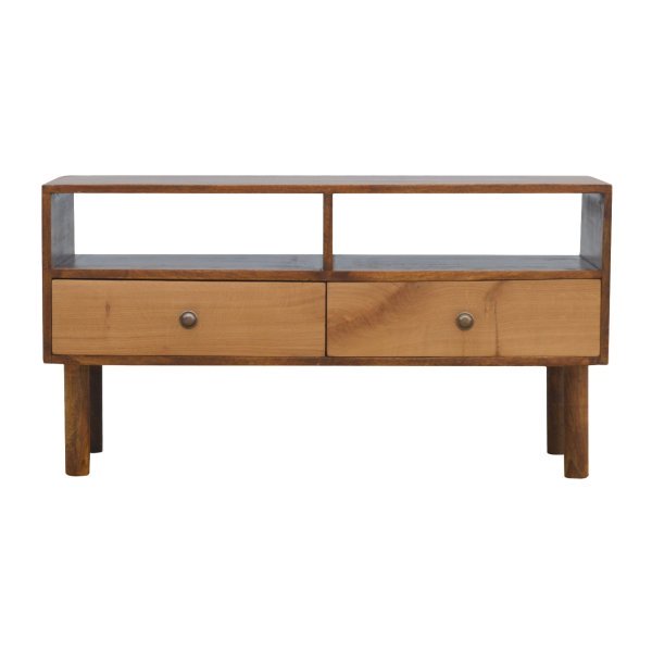 Solid Mango Wood Oak Front Media Unit