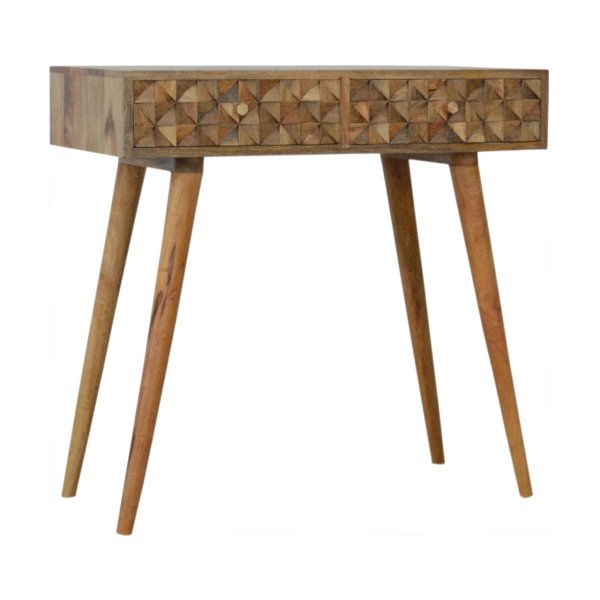 Solid Mango Wood Diamond Carved Console Table - Image 3