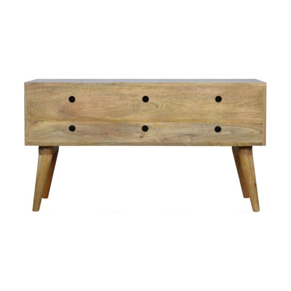 Solid Mango Wood Oak Finished Diamond Bench - Image 10