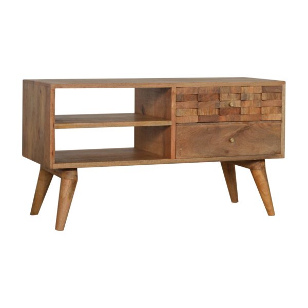 Solid Mango Wood Tile Carved TV Unit - Image 2