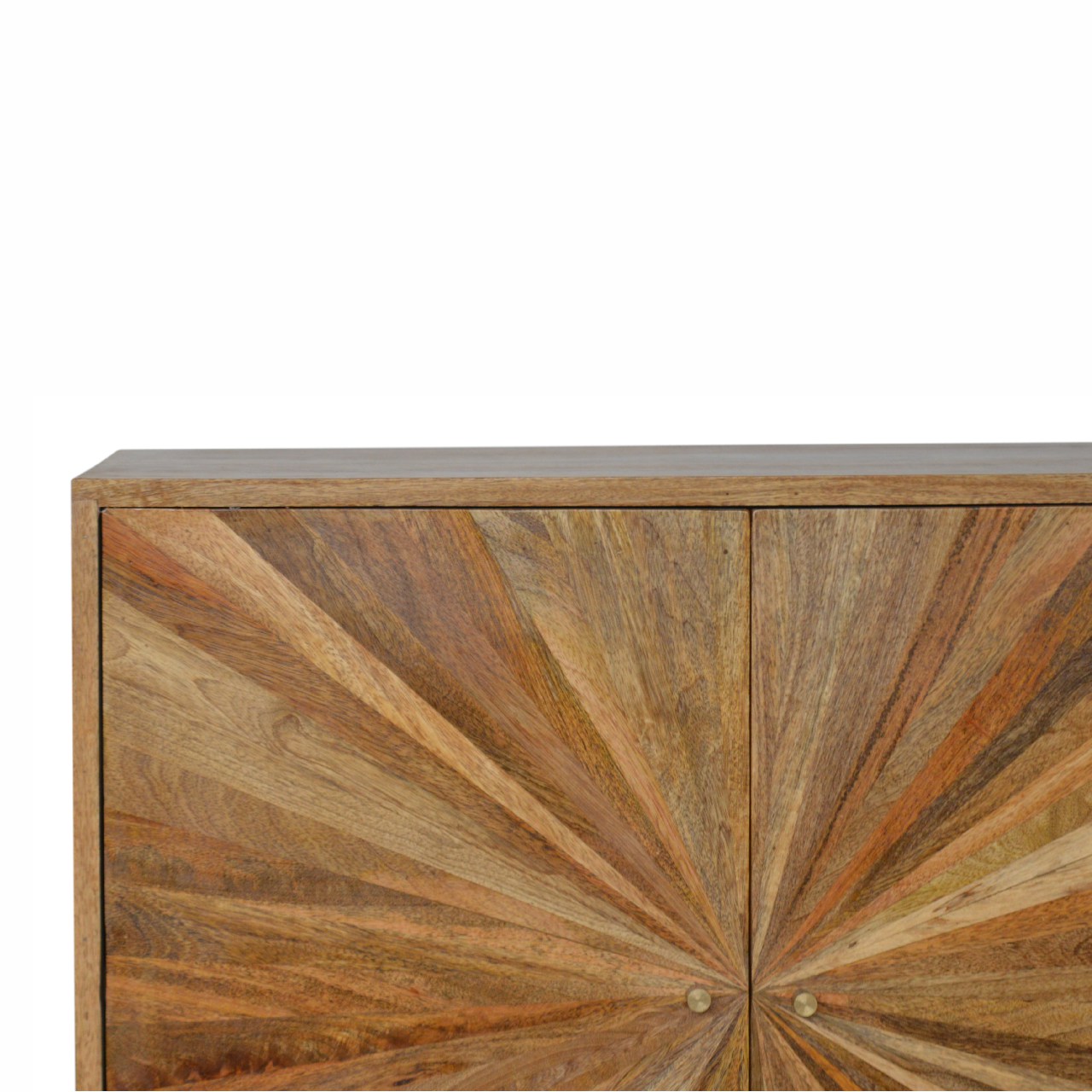 Solid Mango Wood Scandinavian Style Sunrise Patterned 2 Door Cabinet - Image 8