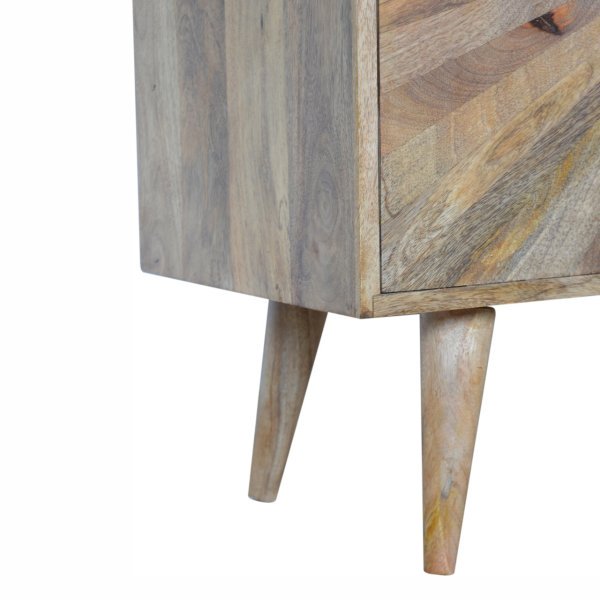 Solid Mango Wood Scandinavian Style Sunrise Patterned 2 Door Cabinet - Image 4
