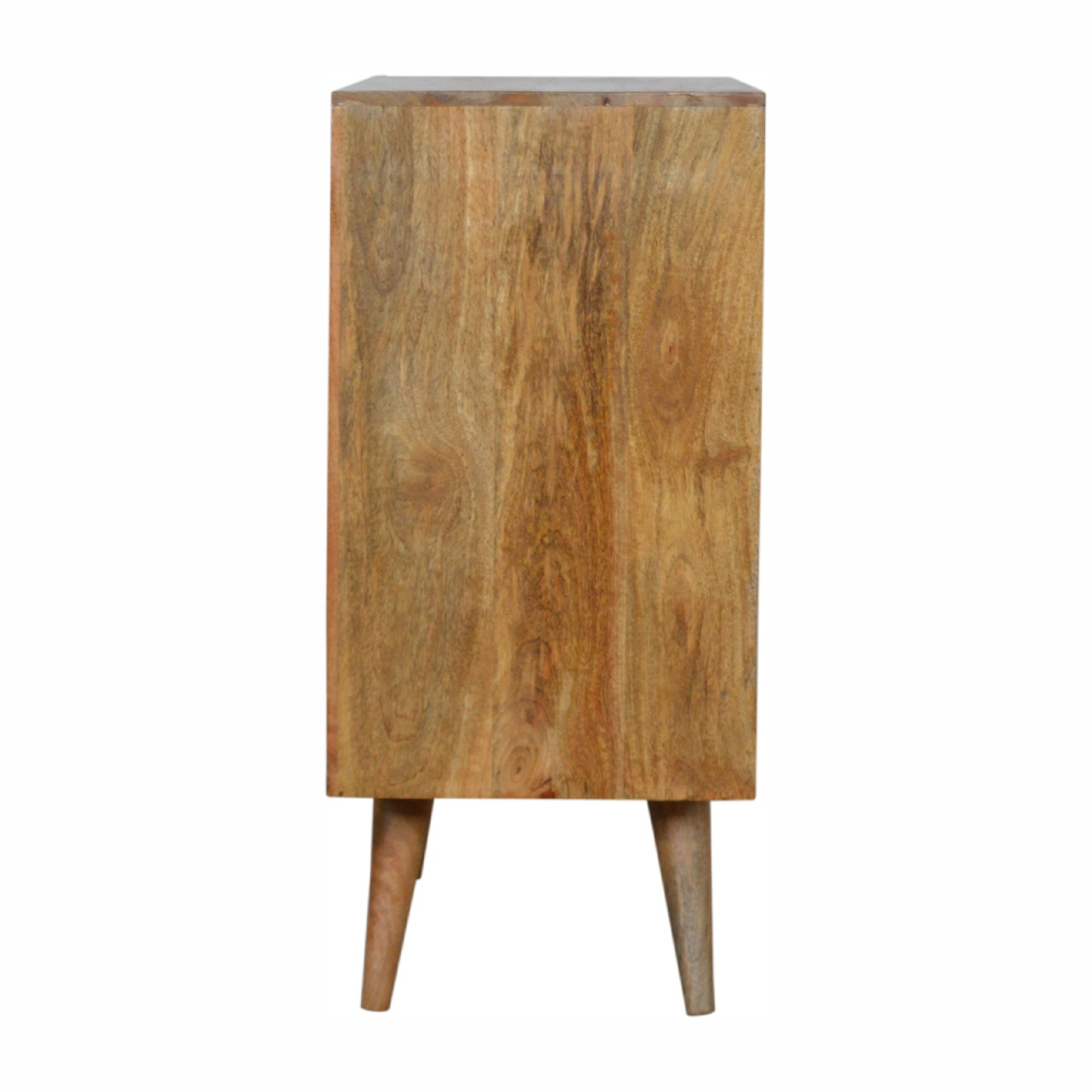 Solid Mango Wood Scandinavian Style Sunrise Patterned 2 Door Cabinet - Image 3