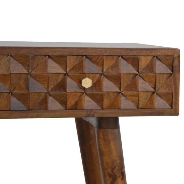Solid Mango Wood Chestnut Diamond Carve Console - Image 3