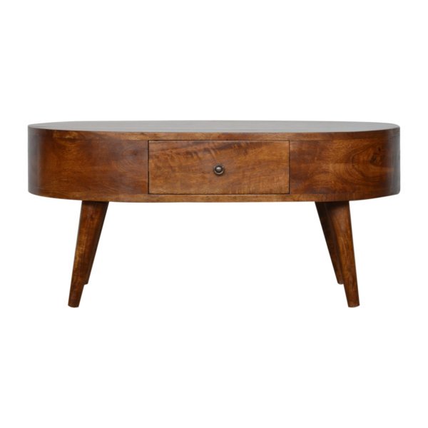 Mango Wood Chestnut Rounded Coffee Table