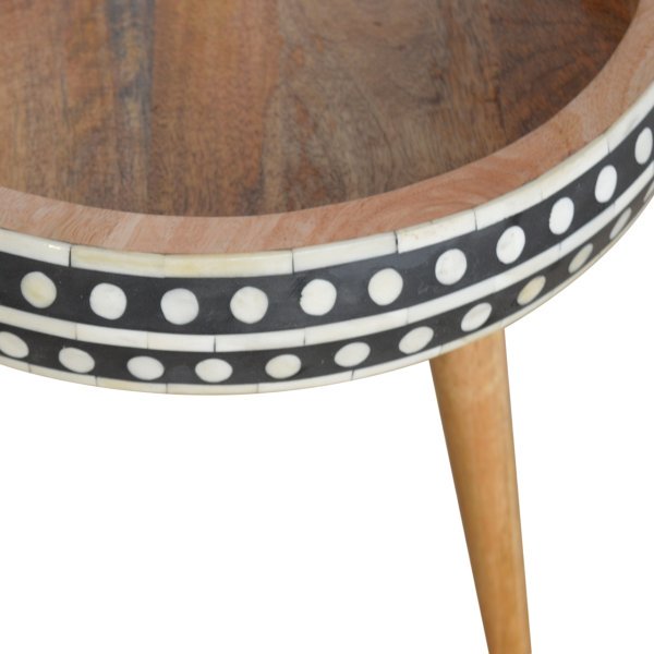 Solid Mango Wood Patterned Scandinavian Style End Table - Image 2