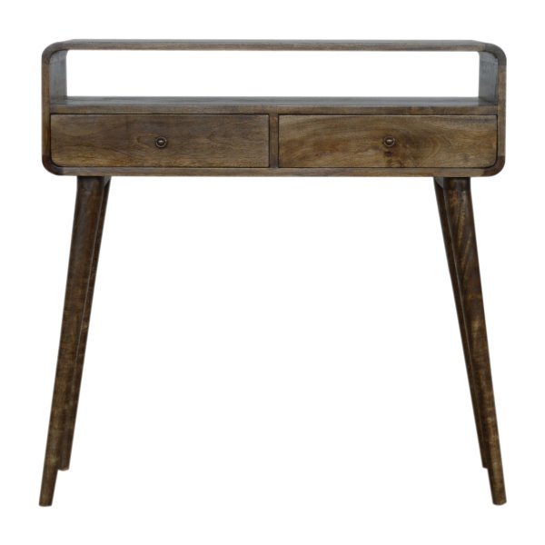 Mango Wood Curved Grey-wash Console Table