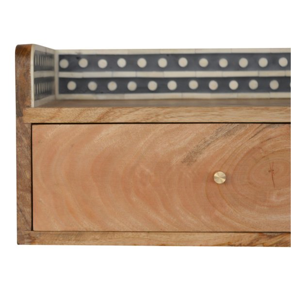 Solid Mango Wood Bone Inlay Gallery Floating Bedside - Image 3