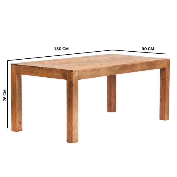 Toko Light Mango 6 FT Dining Set with Bench & 4 Slatted Chairs - Image 4