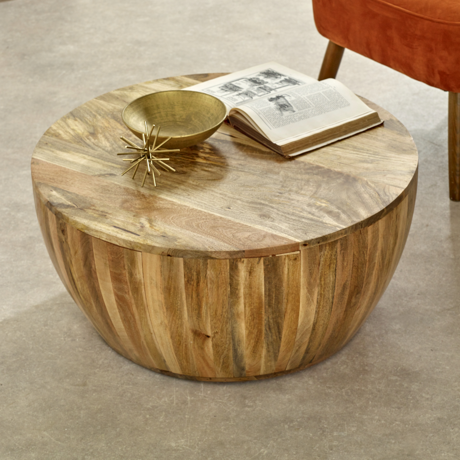 Surrey Solid Wood Drum Coffee Table - Image 6