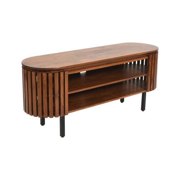 Slatted Mango Wood TV Cabinet - Image 3