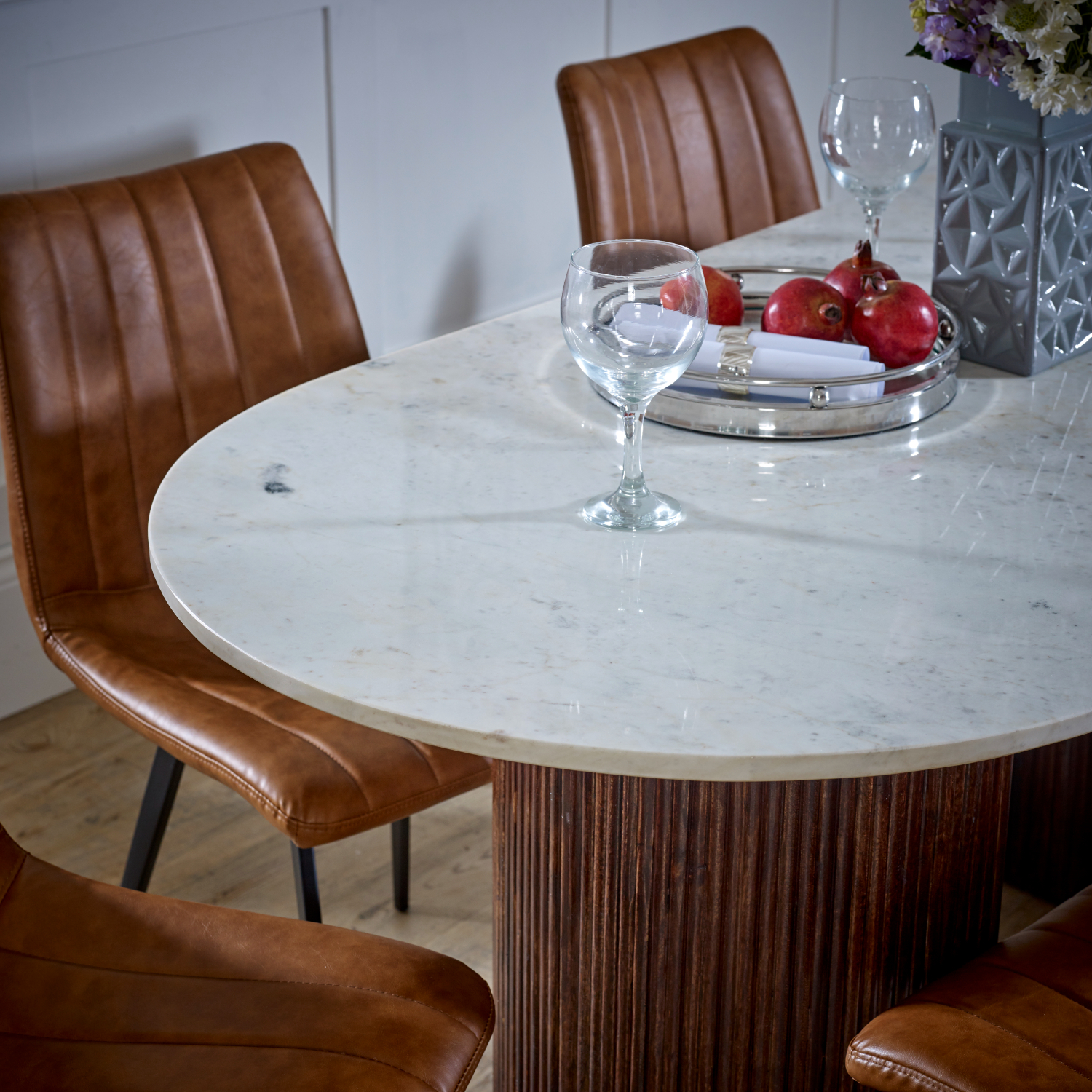 Opal Mango Wood Dining Table 170Cm With Marble Top - Image 2