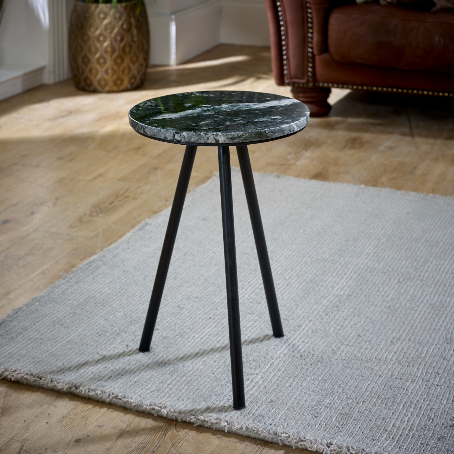 Opal Side Table With Black Marble Top & Metal Legs - Image 4