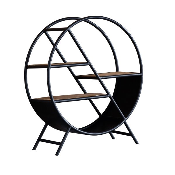 Cosmo Industrial Round Open Bookcase