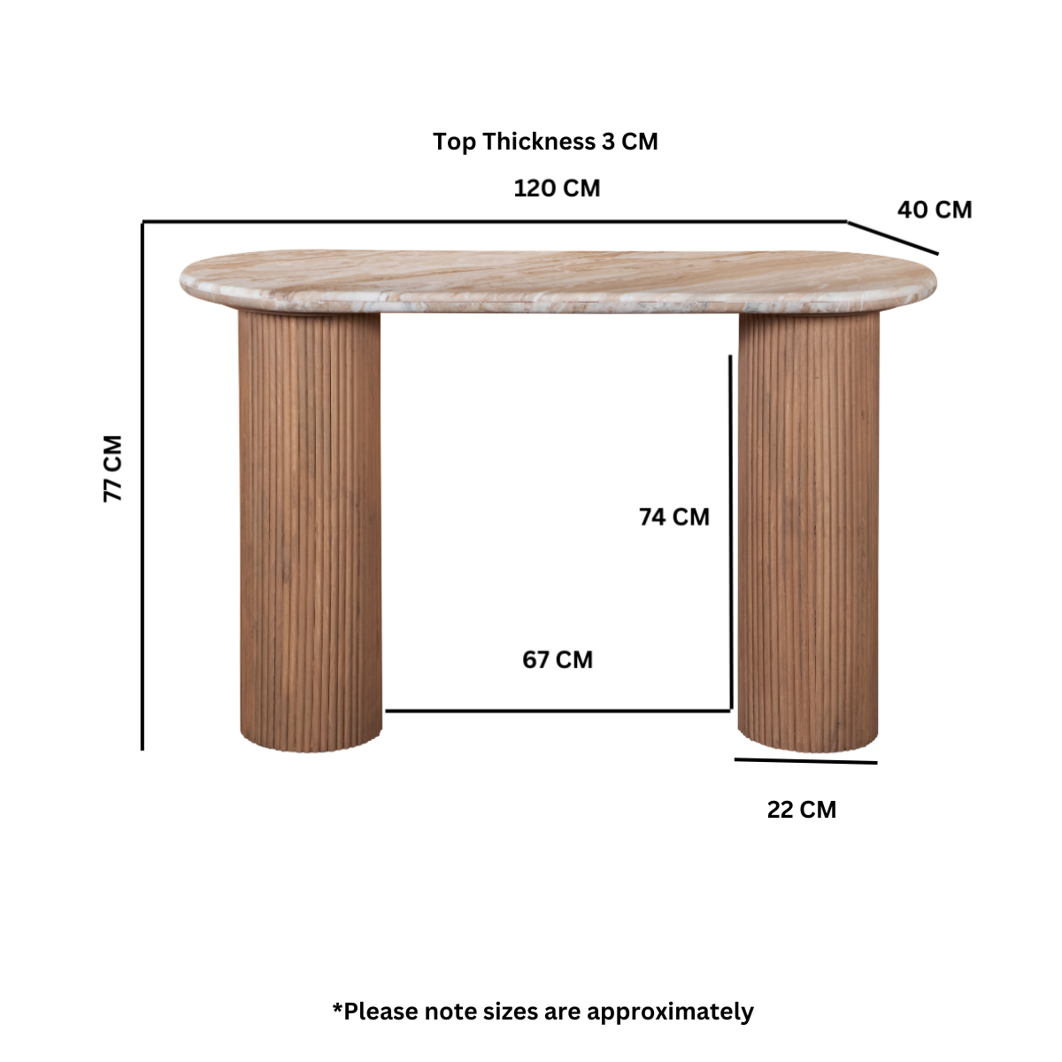 Ashford Natural Marble & Wood Pedestal Console Table - Image 4
