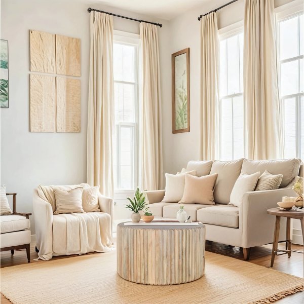 Hudson Carved Mango Wood Round Coffee Table - Image 4