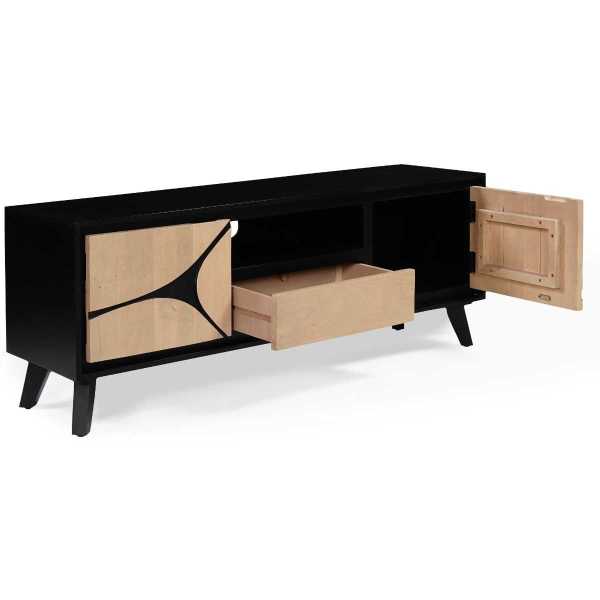 Boho Solid Wood Tv Cabinet With Wooden Legs - Image 3
