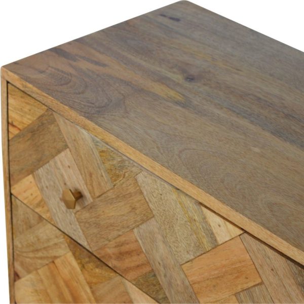 Mango Wood 3 Drawer Zig-Zag Patterned Patchwork Chest - Image 7