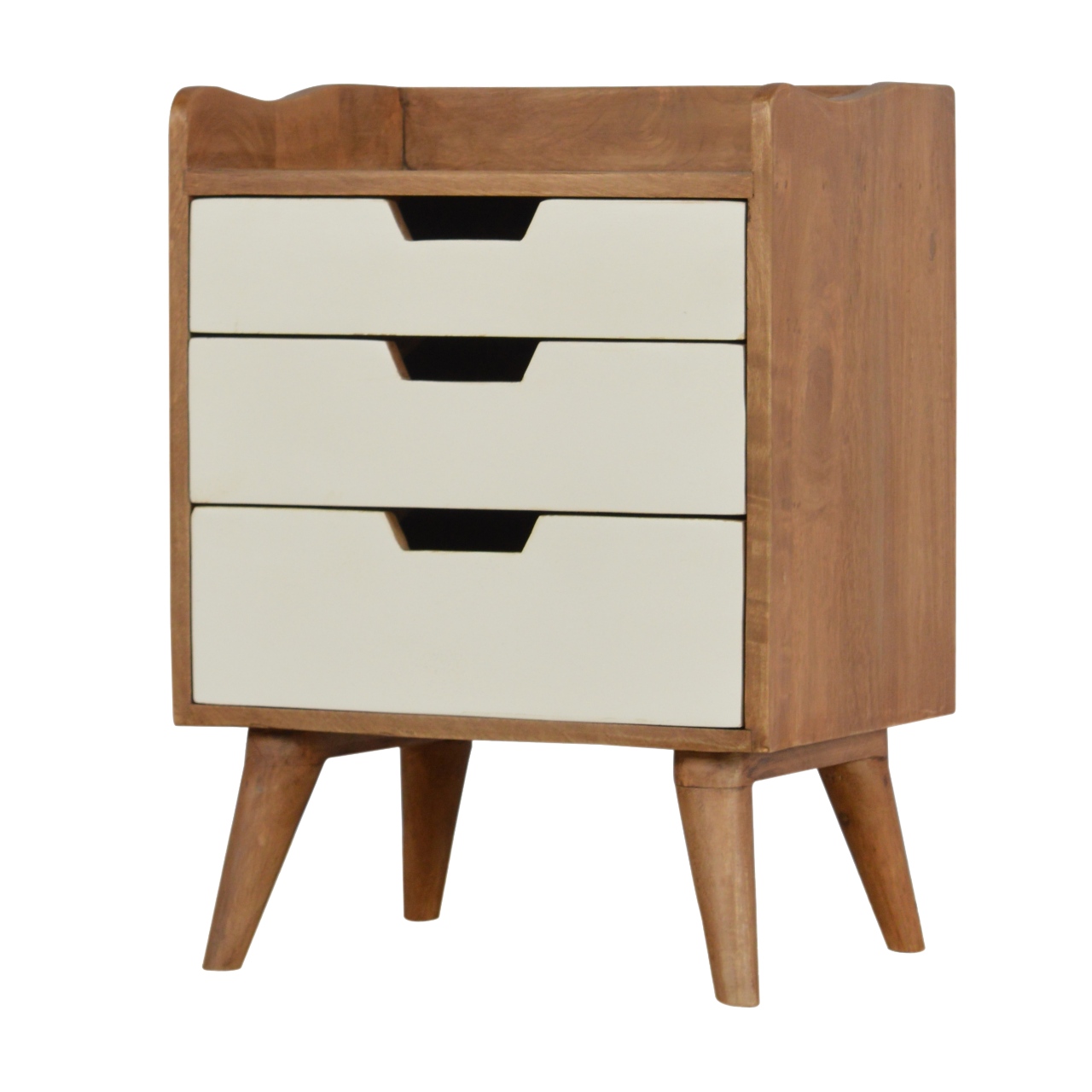 Solid Mango Wood Two Tone 3 Drawer White Hand Painted Cabinet - Image 2