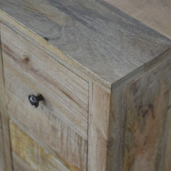 Solid Mango Wood Oak Finished Four Door Mini Cabinet - Image 4