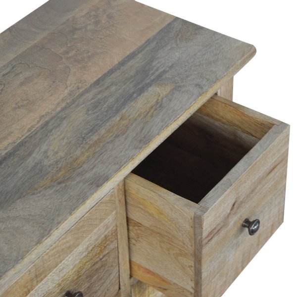 Solid Mango Wood Oak Finished Four Door Mini Cabinet - Image 9