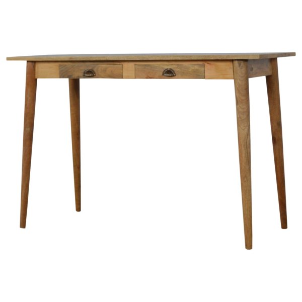 Mango Wood 2 Drawer Nordic Writing Desk - Image 4
