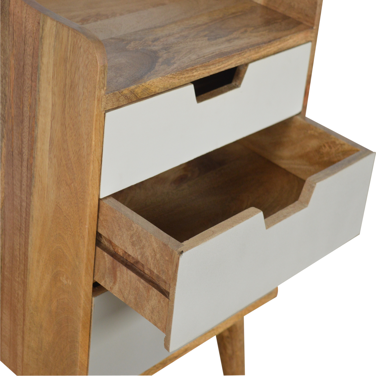 Solid Oak Mango Wood Two Tone Grey Scandinavian Style 3 Drawer Cabinet - Image 4