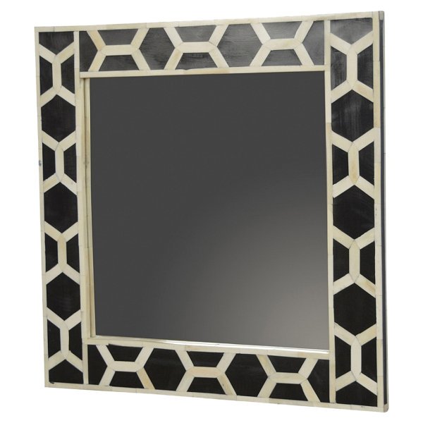Solid Mango Wood Square Bone Inlay Mirror Frame