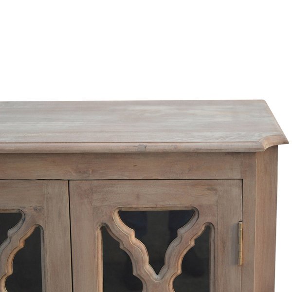 Solid Sun Bleach Finished Mango Wood with Glazed Doors Cabinet/Sideboard - Image 4