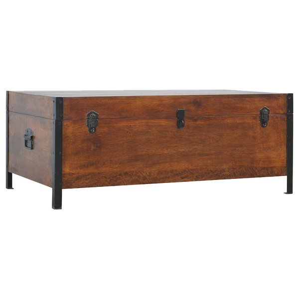 Solid Chestnut Finished Mango Wood Industrial Storage Box