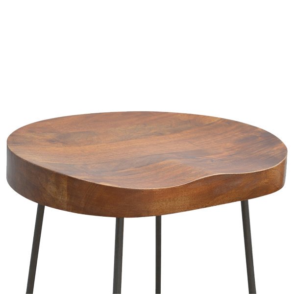 Solid Chestnut Finished Mango Wood Chunky Seat Bar Stool - Image 5