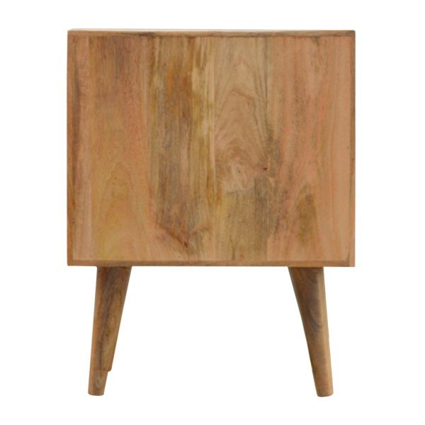Solid Oak Finished Scandinavian Style Two Drawer Line Patterned Cabinet 1 - Image 10